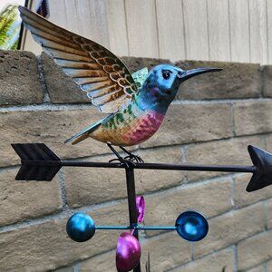60" Weathervane Metal Hummingbird-PURPLE CORONET Stake, Yard Art, Garden Decor